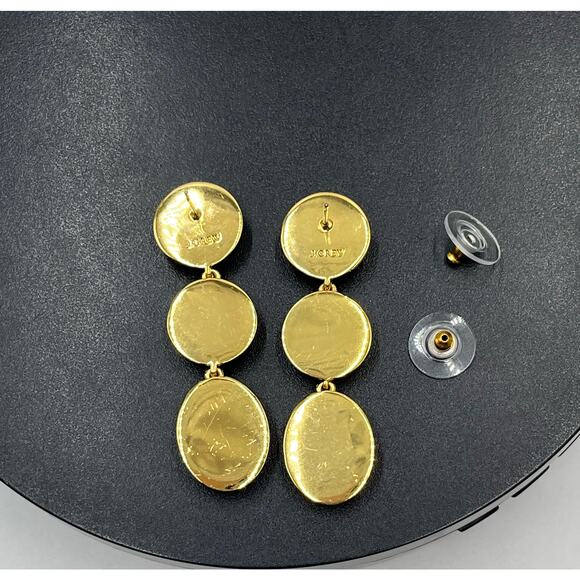 J. Crew Triple-Drop Tiered Matte-Green Glass Rhinestone Gold Tone Earrings - Picture 9 of 9